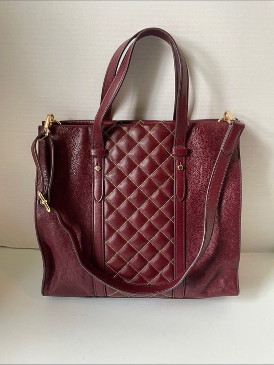 Fossil Handbags - Fossil Wine Quilted Leather Shoulder Tote